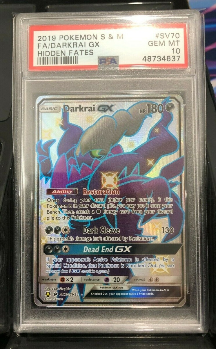 PSA 10 GEM MT - DARKRAI GX Card SV70/SV94 Pokemon TCG Hidden Fates