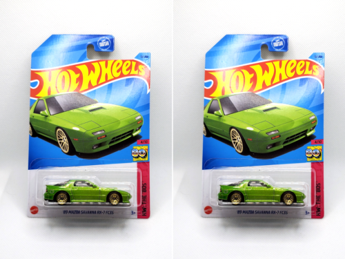 2023 Hot Wheels '89 Mazda Savanna RX-7 FC35 #51 Lime Green - Set of 2