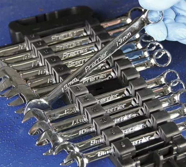 SEALEY 12 Piece Premier Metric Combination Spanner Wrench Set Rack AK63012
