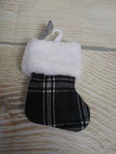 New GRAY PLAID Christmas Holiday Small Mini Stocking Farmhouse Buffalo 6.75"