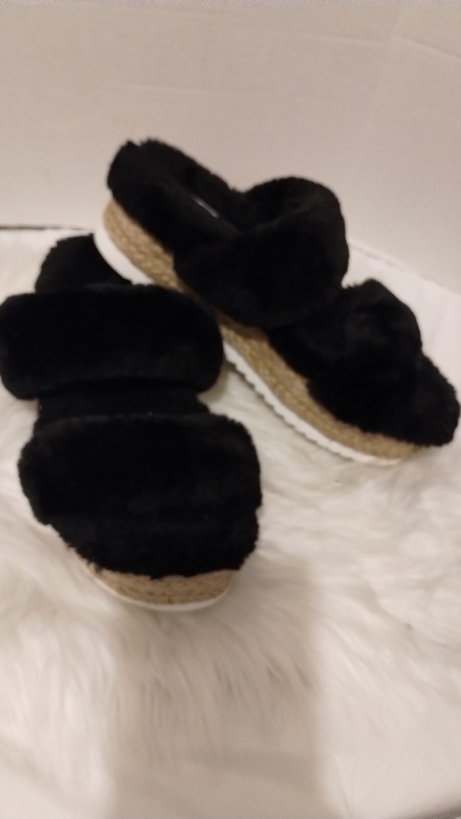 SAOLA Pantofola con plateau in pelliccia sintetica Steve Madden Katara suola in espadrille nera taglia...