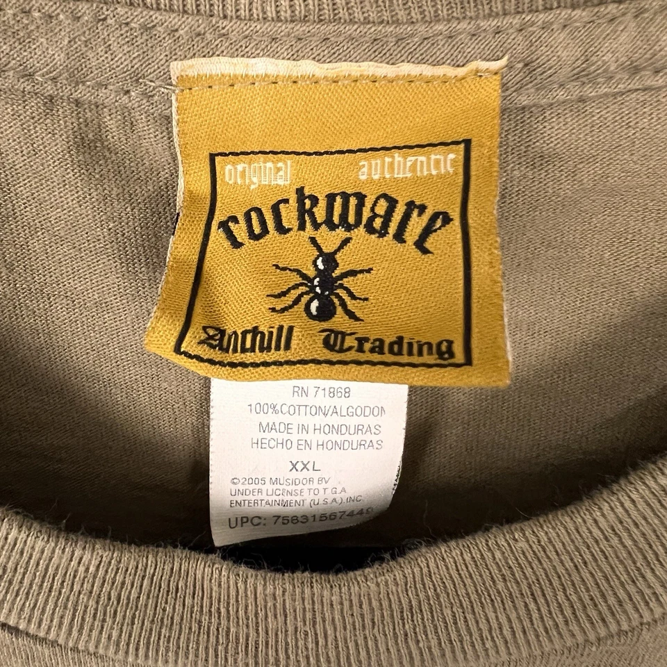 Футболка с логотипом Rolling Stones для взрослых XXL коричневая Rockware короткий рукав винтажная - Изображение 3 из 4