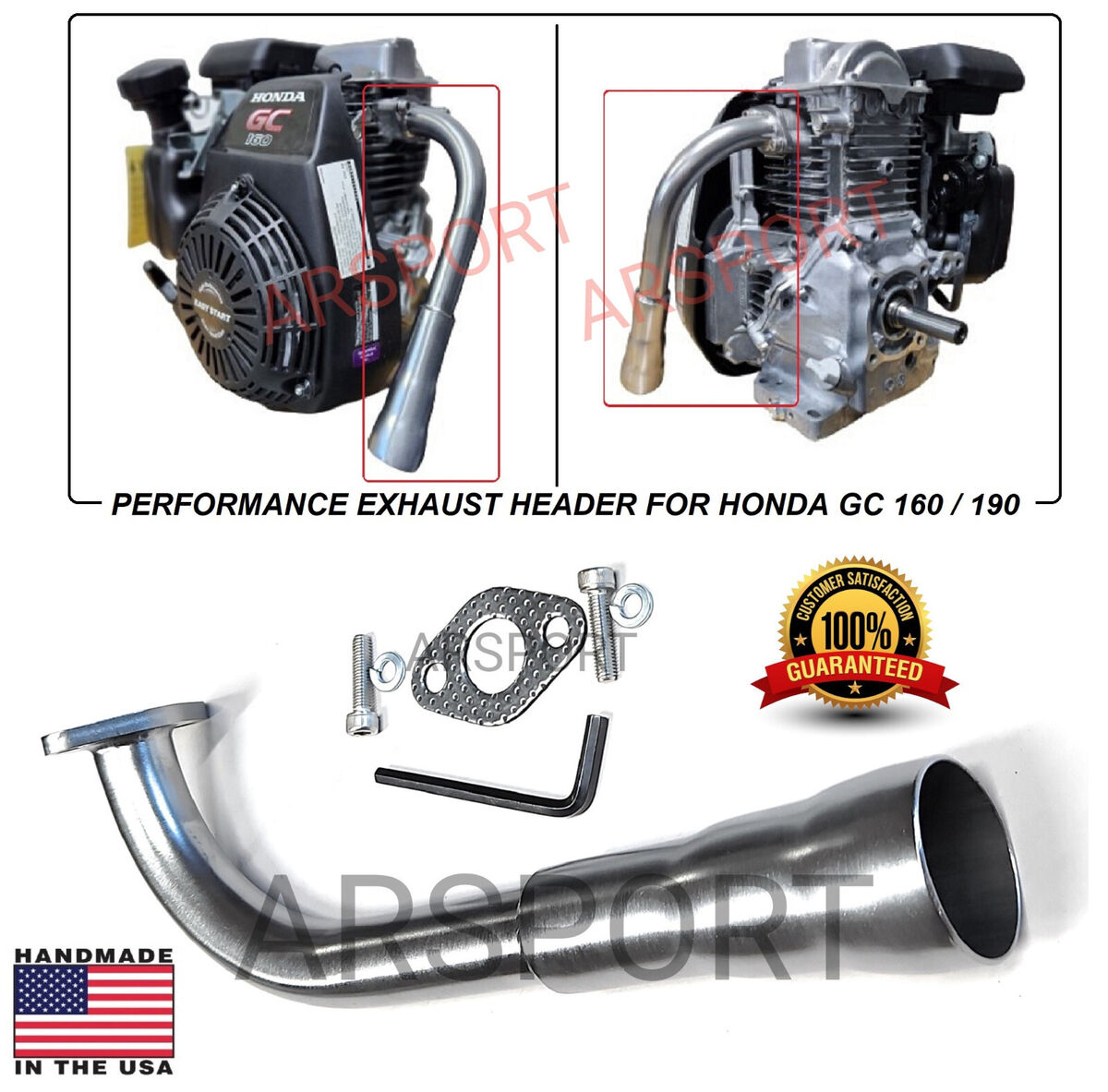 Honda GX100, GC160, Honda GC190 Performance 3 stage Exhaust Honda GX100, GC160, Honda GC190 Performance 3 stage Exhaust
