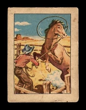 1951 Post HOPALONG CASSIDY Wild West Trading Card #29 Cowboy Ropes A Pony Lasso