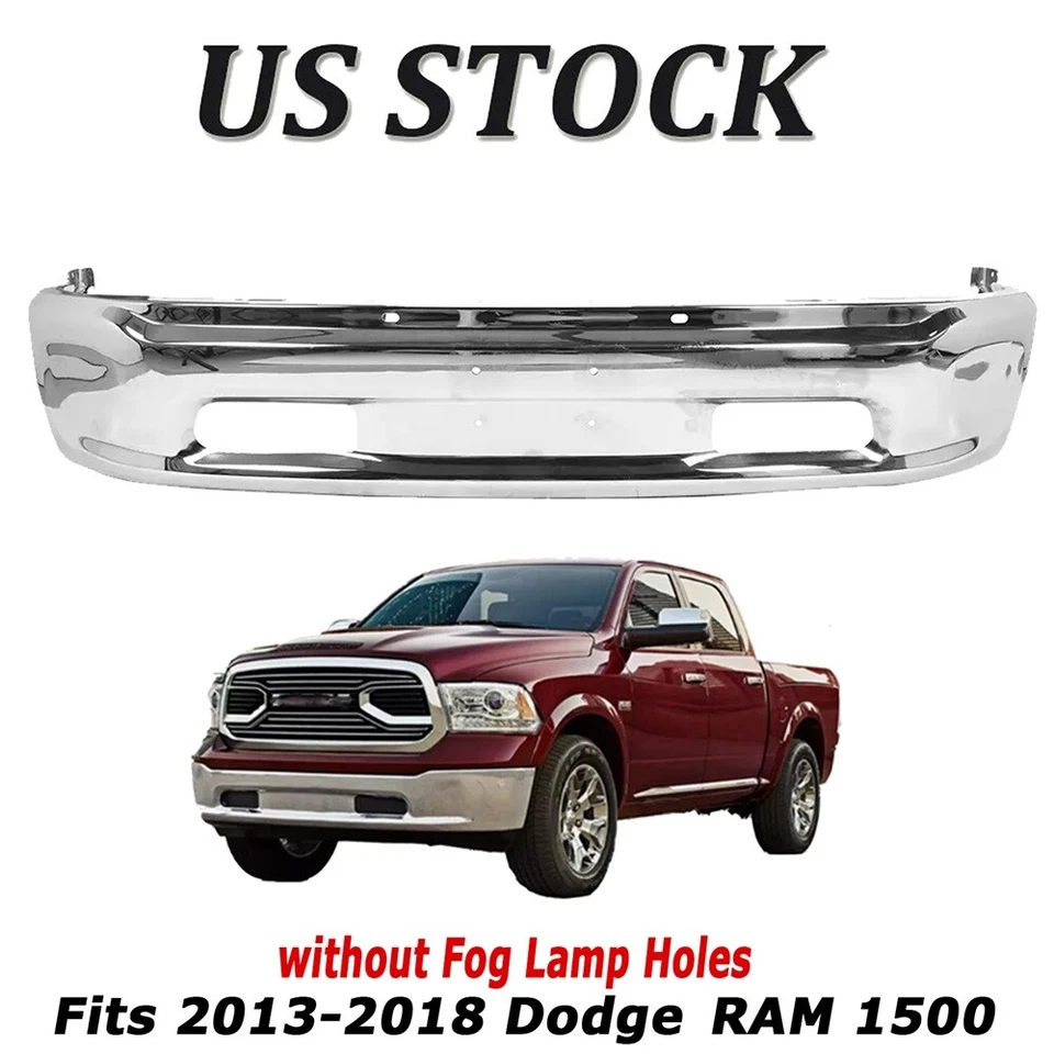 New Chrome Steel Front Bumper Face Bar For 2013 2014 2015-2018 Dodge Ram 1500 Foto 2 de 4