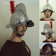 Medieval Spanish Morion Helmet With Plume Ideal for Costume Re-enactment - SALE