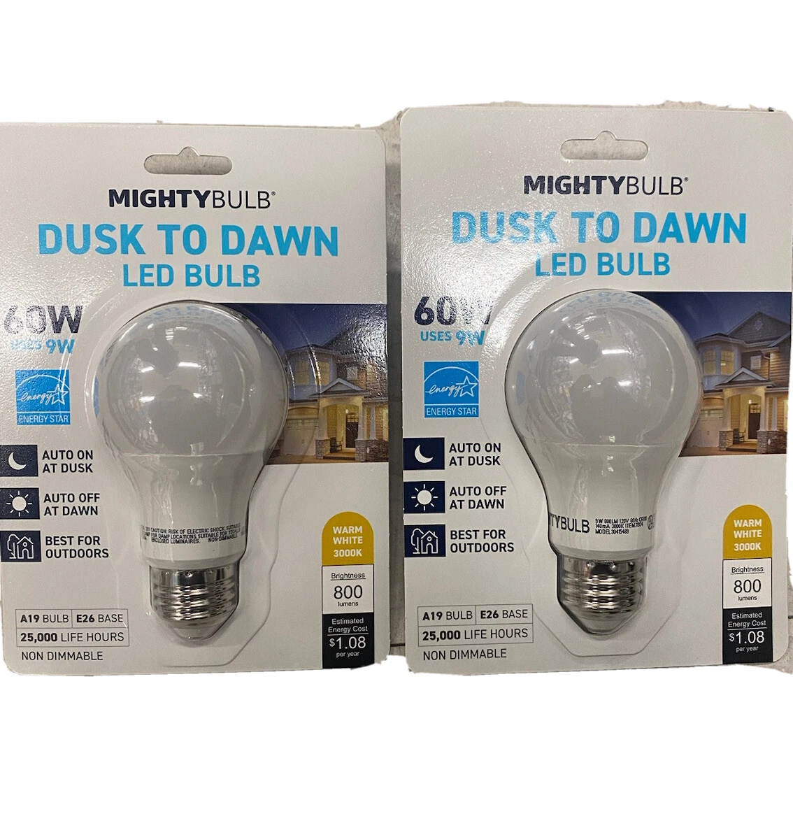 Led Porch Light 800 Lumens Dusk To Dawn Led Bulbs Automatic A19 E26 Base 60w 2c