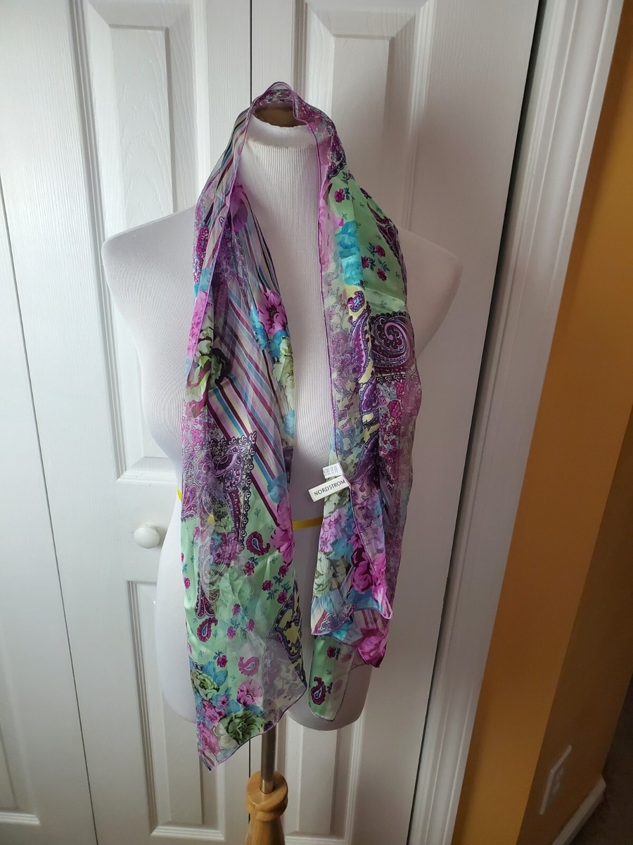 Nordstrom 100% Silk Floral New Without Tags Scarf