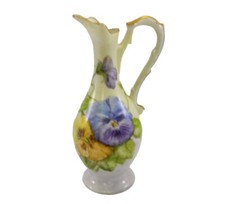 Vintage Miniature Pitcher Hand Painted Pansies Signed Davis 68