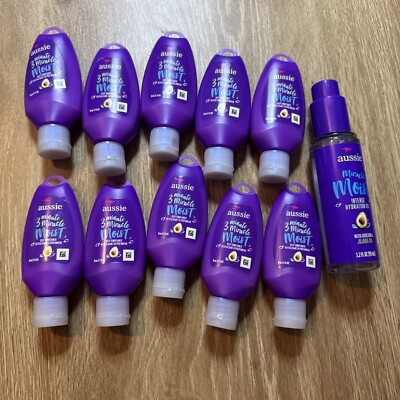 10 Aussie 3 Minute Miracle Moist Conditioner Travel Size 1.7 Oz + 1 Intense Oil