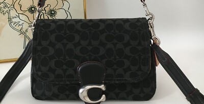 COACH CG094 Black Soft Tabby shoulder signature denim Outlet NEW