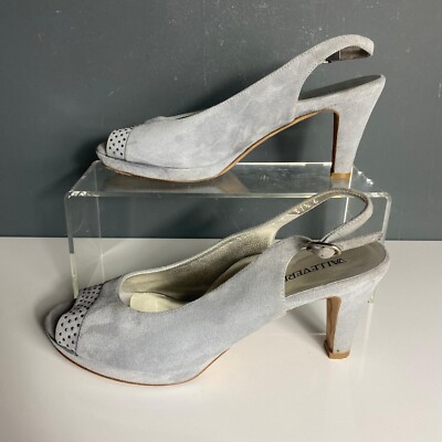 Valleverde - Damen Sligback Peeptoe Schuhe verziert - blaues Wildleder - Größe 4,5