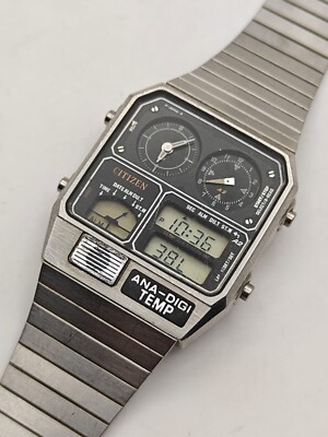 Vintage Citizen Ana Digi Temp 8982-085019 Gn-4-s Wristwatch for