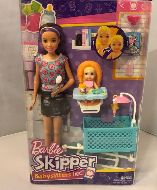 Barbie SKIPPER Babysitters Inc Doll High Chair Playset Baby Blonde NEW