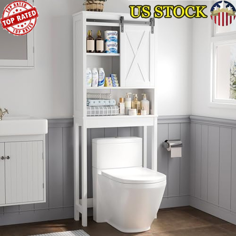 Organizador de baño sobre inodoro gabinete de almacenamiento estante ajustable puertas correderas EE. UU.