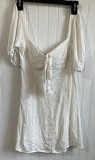 Lulus Dress Womens Small White Built In Bra Mini Smocked Off The Shoulders