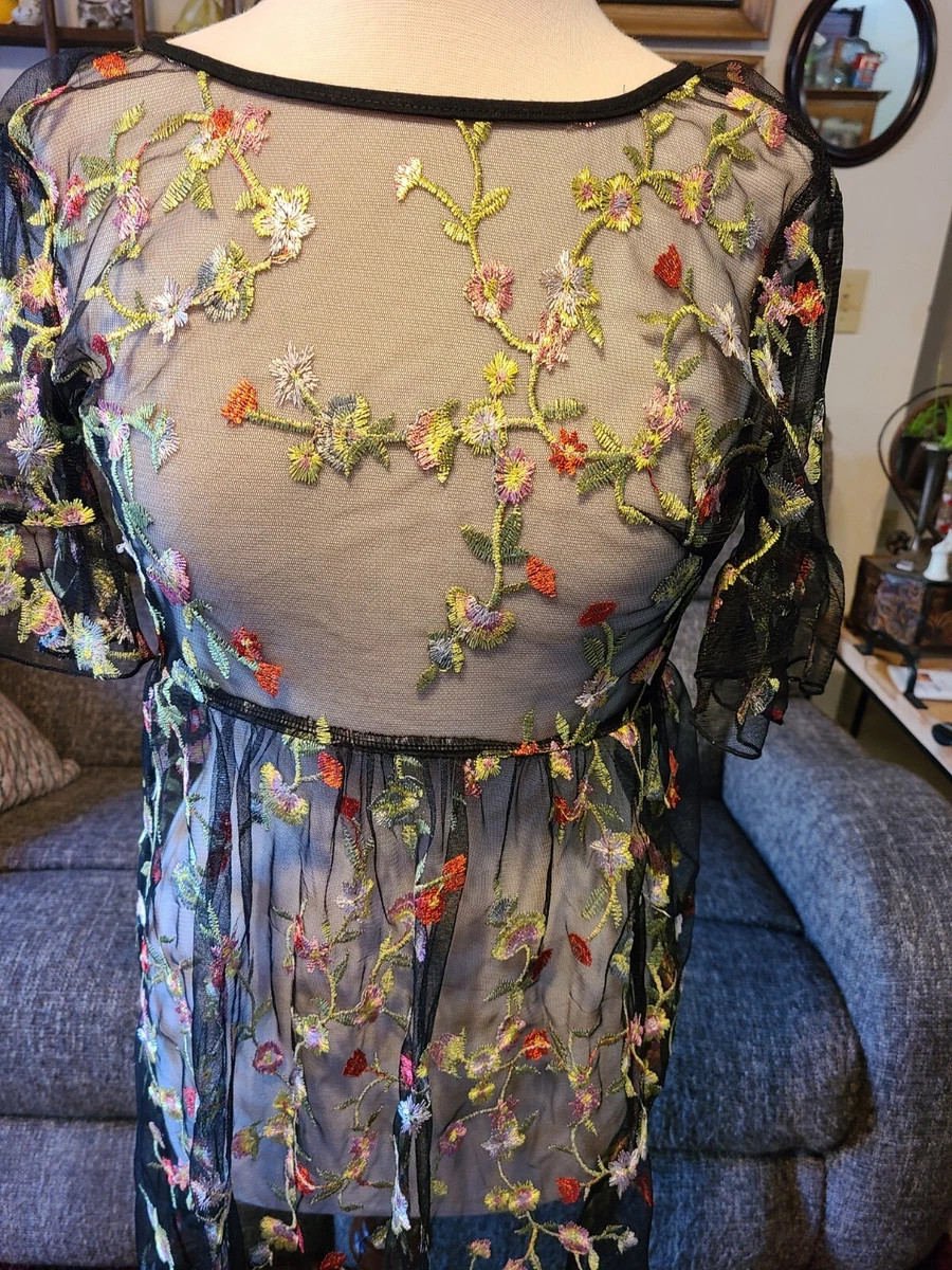 Black floral hotsell sheer dress