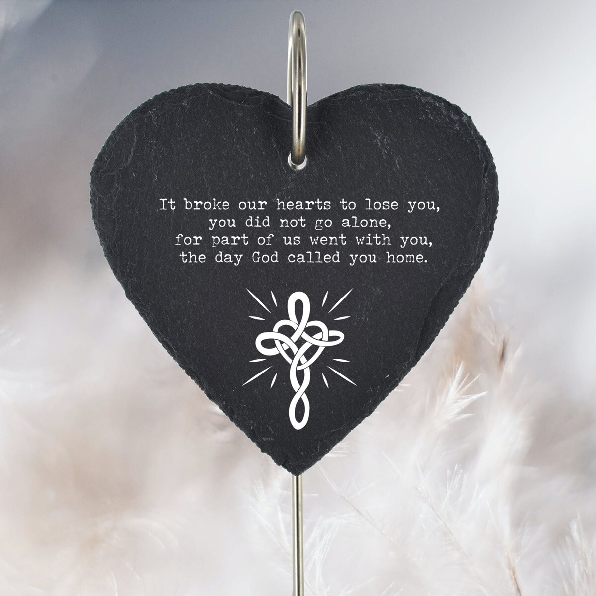 Celtic Cross Grave Stick Marker Plaque Ornament Memorial Slate Hanging Heart