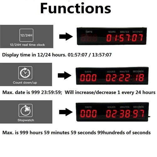 LED Countdown Clock Safety Event Timer with Remote and Buttons for 1.8'' 9 Di... - 第 4/8 張圖片