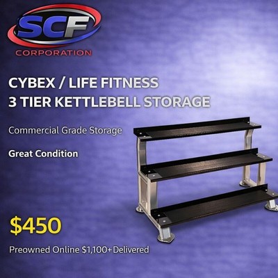 Cybex / Life Fitness Commercial Grade 3 Tier Kettlebell Storage Rack Black