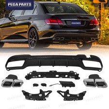 E63 Look Rear Bumper Diffuser Chrome Exhaust Tips For Mercedes E W212 2014-2015 E63 Look Rear Bumper Diffuser Chrome Exhaust Tips For Mercedes E W212 2014-2015
