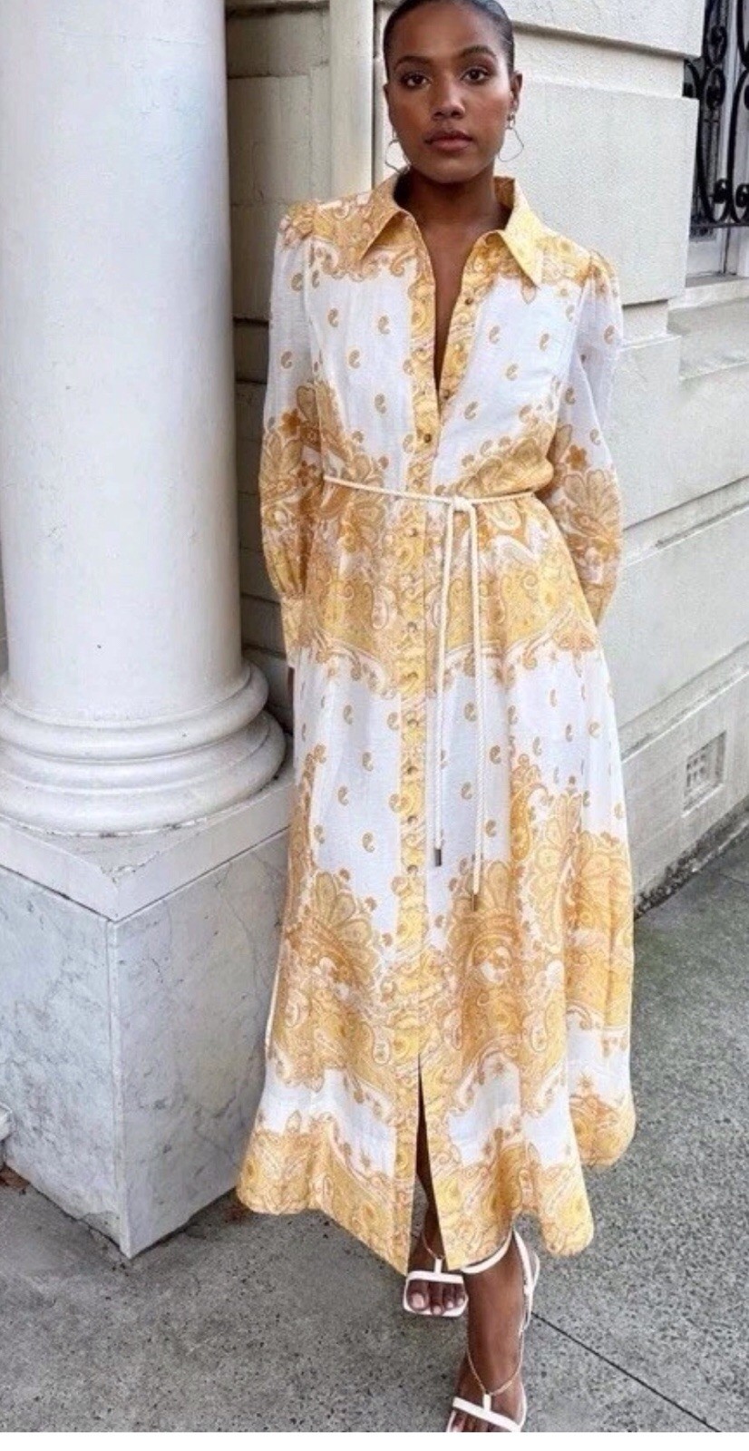 Sheike Dress Size AU 14 US 10 Luna Maxi Long Sleeve Collard Shirt Paisley