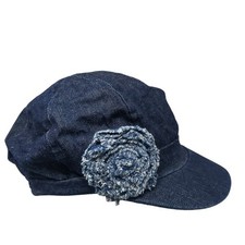 Unbranded Cadet Army Cap Hat Blue Denim One Size Stretch Lined Flower
