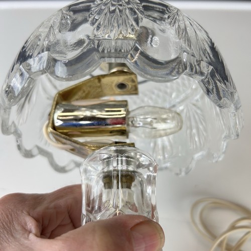Vintage Crystal Glass Table Lamp 11” X 6” Tested Working Rollover Switch - Picture 10 of 12