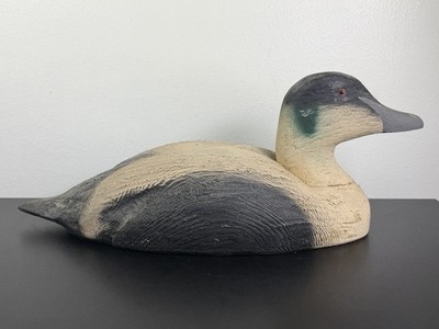 VINTAGE WOOD HERTER'S EIDER DRAKE DUCK DECOY ORIG PAINT TIGHT NECK SEA WOODEN
