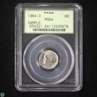 Sample PCGS Holder - 1964-D Roosevelt Dime PCGS MS64 - Green Lable
