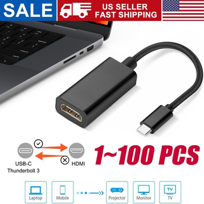 #ad USB C Type C To HDMI Adapter USB3.1 Cable For MHL Android Phone Tablet Black LOT $237.29