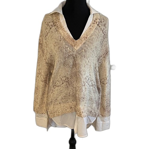 Brochure Walker Looker V-Neck Layered Sweater Shirt XS Cashmere Wool Blend