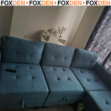 Image of L Shaped Modular Sectional Polyester Sofa with Storage, 2 Seater Sofa Set - Grey
