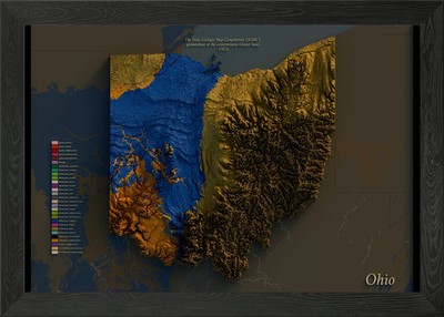 Ohio Geologische Karte Gerahmtes Wandbild Poster Druck Bild