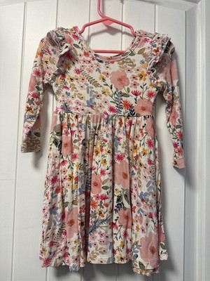 Girls Floral Dress with Ruffle Sleeves