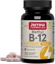 Jarrow Formulas Methyl Vitamin B-12 1000 Mcg, 100 Chewable Tablets, Lemon Flavor