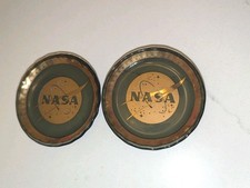 Nasa Vintage Saucer Plate Gold Leafing Glass Coaster 3.25 In Mini Space