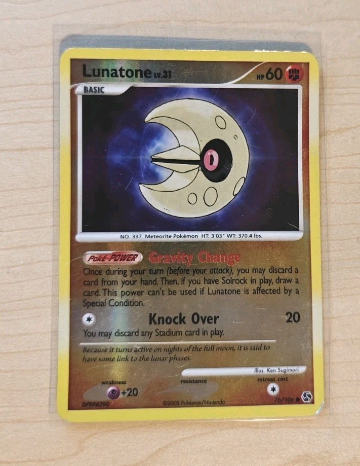 Pokemon TCG Lunatone 76/106 Great Encounters Reverse Holo LP Card