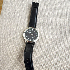 Geneva Unisex Armbanduhr Quarz Leder schwarz Zifferblatt schwarz analog römisch