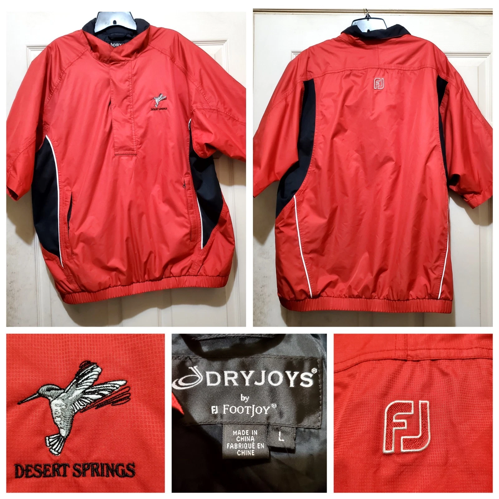 FootJoy DryJoy Jacket Men Large Red Pullover Lightweight Windbreaker Golf Desert