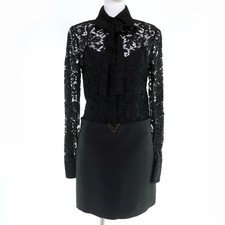 Excellent VALENTINO one piece Lace with ribbon tie black Women 38 1B3VA050360