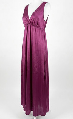 Vintage JCPenney Dress M Magenta Pink Satin Nylon Maxi Babydoll Vamp Prom Whimsi