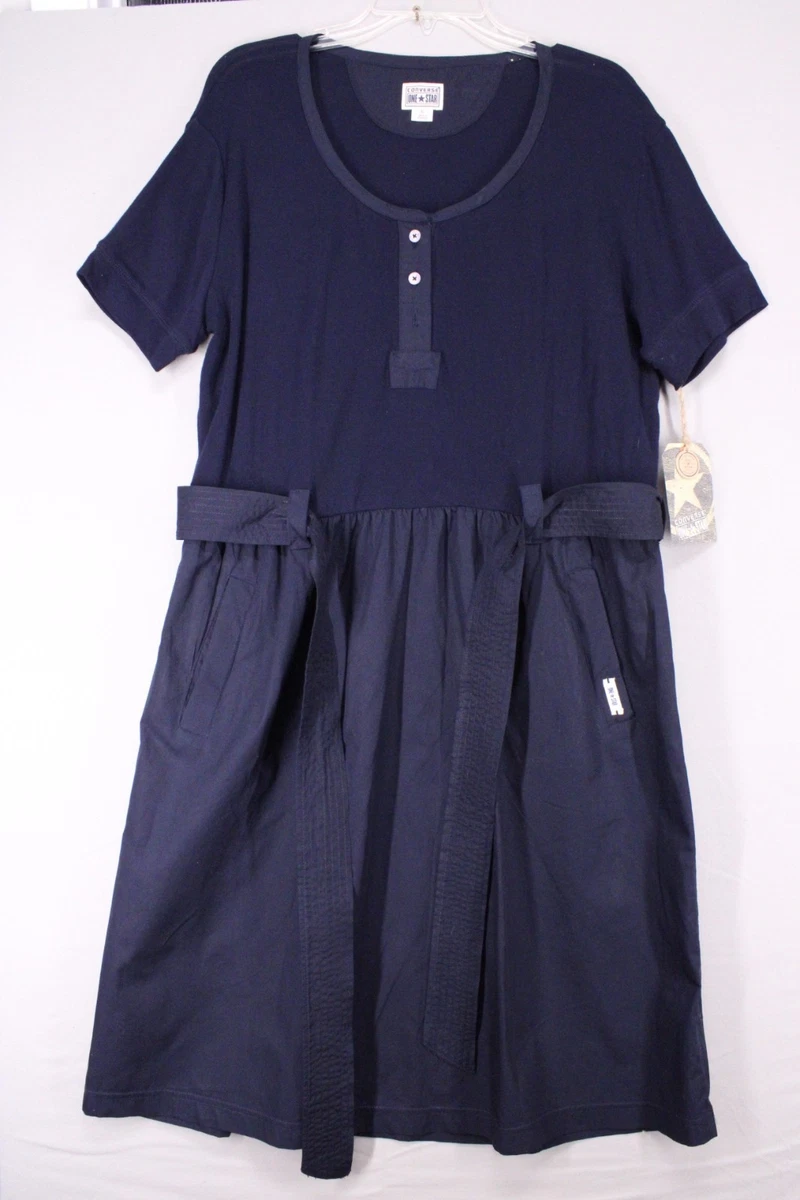 jersey nursing dress Nursing Dress With Pockets- Hidden Zipper - WIDE Stripe - Navy/White