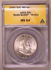 1955-P Franklin Half Dollar Buggs Bunny ANACS MS-64