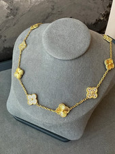Flower gold cz necklace 925 silver gold plated 10 motifs Flower necklace