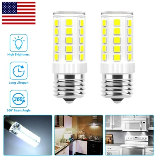 2Pcs E17 LED Bulb 4W Microwave Oven Light Dimmable Daylight White 6000K Light