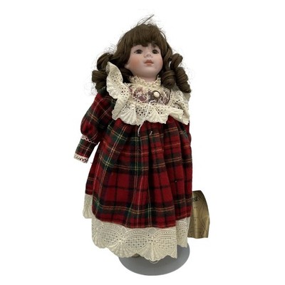 Seymour Mann Joanie Handcrafted Collectors Doll 18-Inch Plaid Dress Porcelain