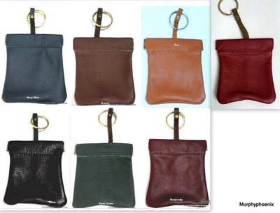 Made in USA Genuine Leather Snap-Frame Key Pouch Key Ring NWOT Choose One  (903)