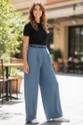 Halara Waffle Wide Leg Work Pants XS Petite Blue NWOT Pockets Stretch — photo 4