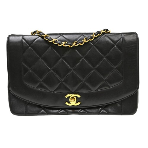 Chanel Black Lambskin Medium Diana Shoulder Bag NQ07513